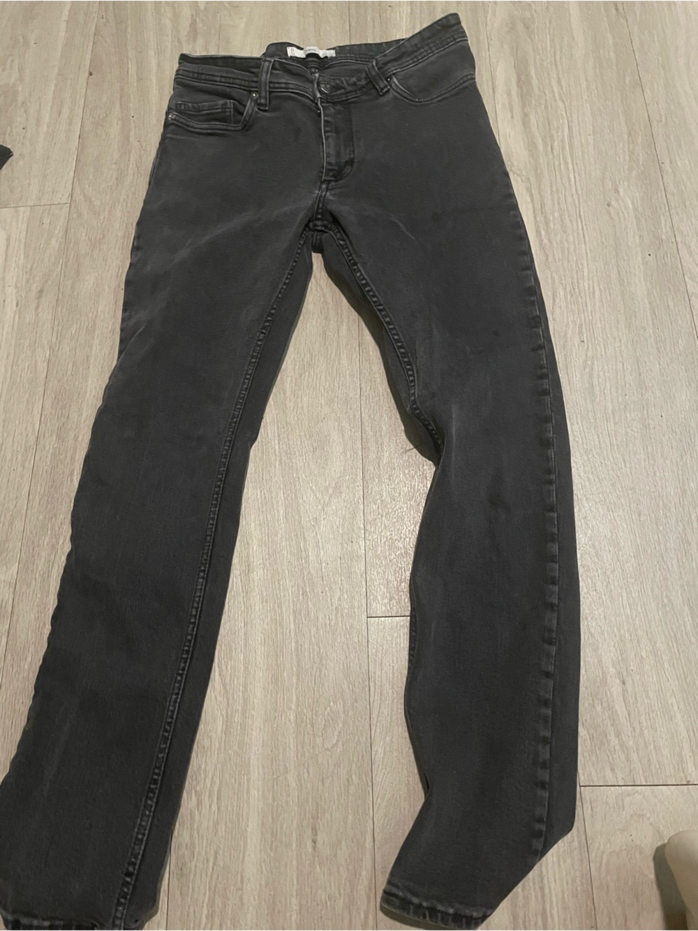 Mango Women's Straight Leg Jeans in Washed Black